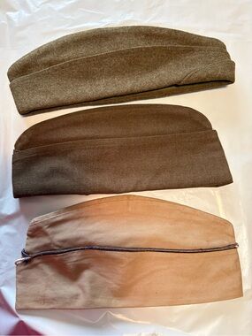 WWII US Military Original Overseas Garrison/Service Caps Lot of 3 Militaria